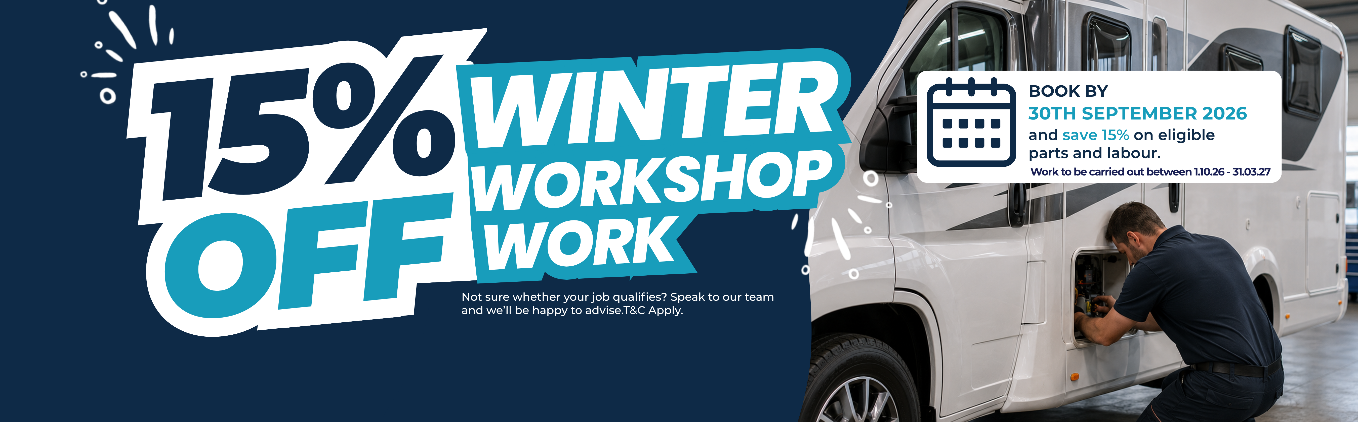 15% Off Winter workshop Work booked before 30th September